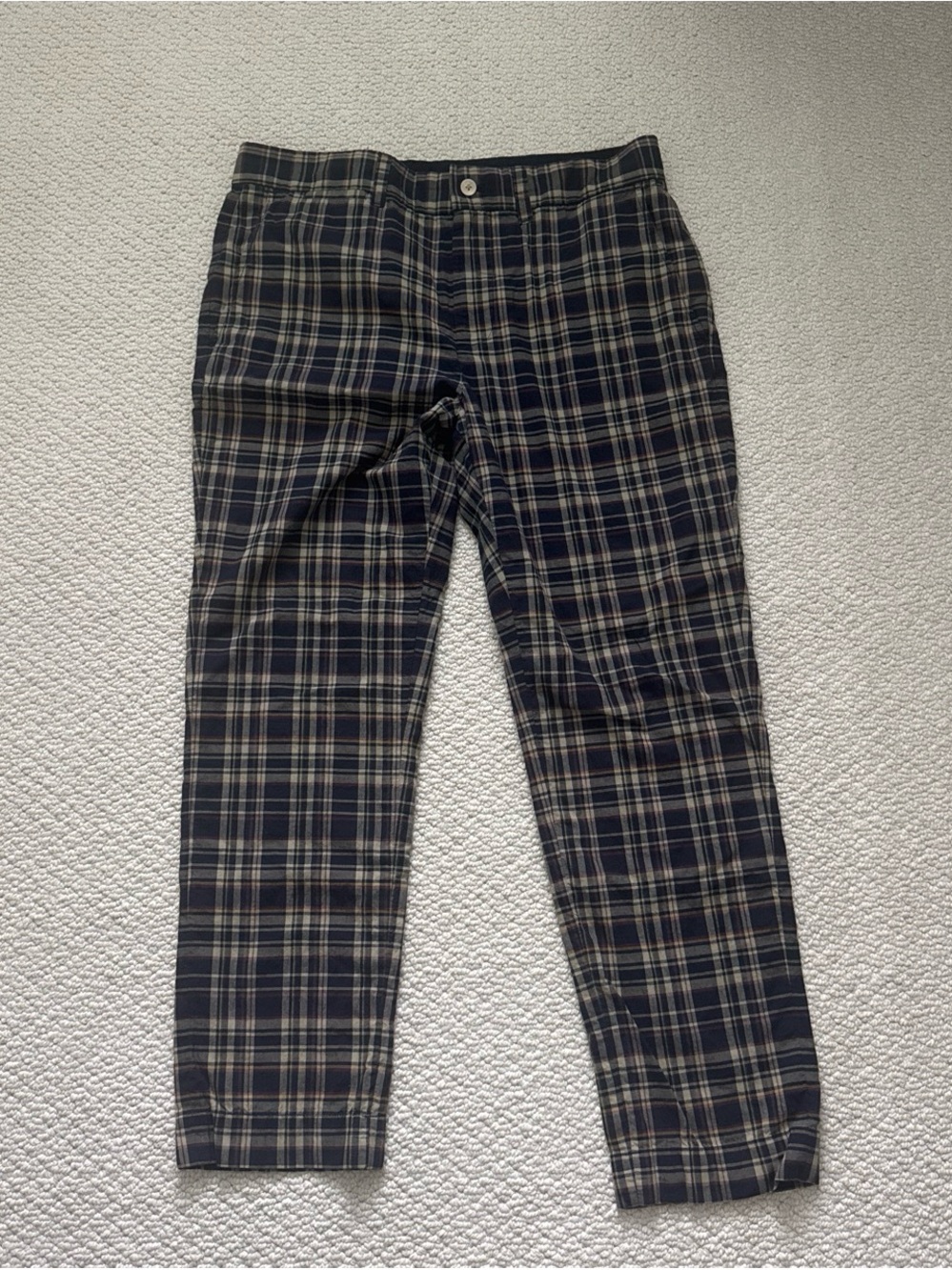 Ralph Lauren Navy and Tan Plaid Chinos